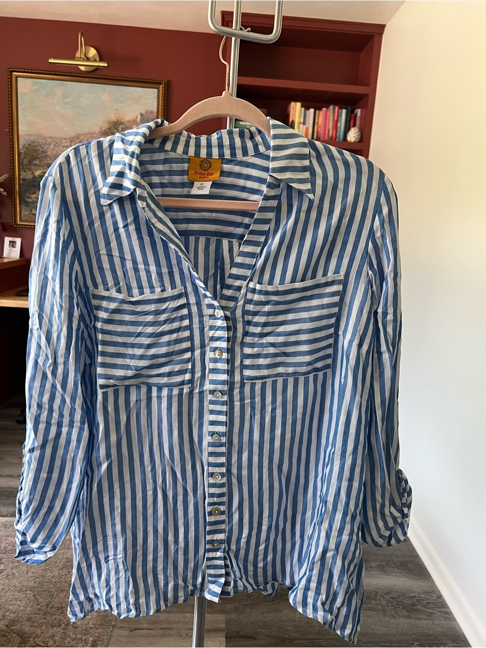 Ruby Rd. Striped Button-Front Shirt - Picture 2 of 4